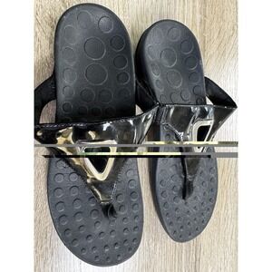 Orthoheel Flip Flops Black With Silver Ring EUC SB1